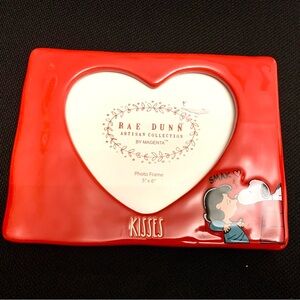 New Rae Dunn X Peanuts Snoopy Sally “KISSES” Heart Shaped Picture Frame